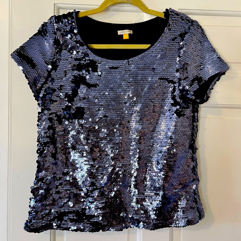 Anthropologie blue sequin top